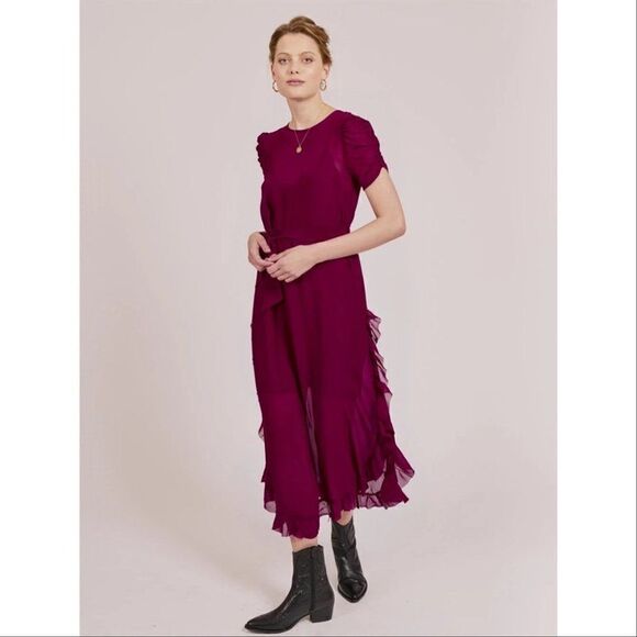 Goldie London Tula Sheer Maxi Dress in Purple Small NWT - Picture 2 of 9